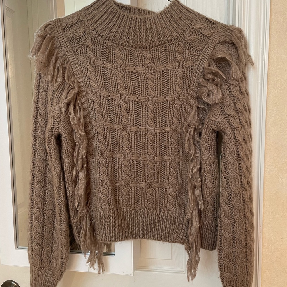 Taupe fringe sweater